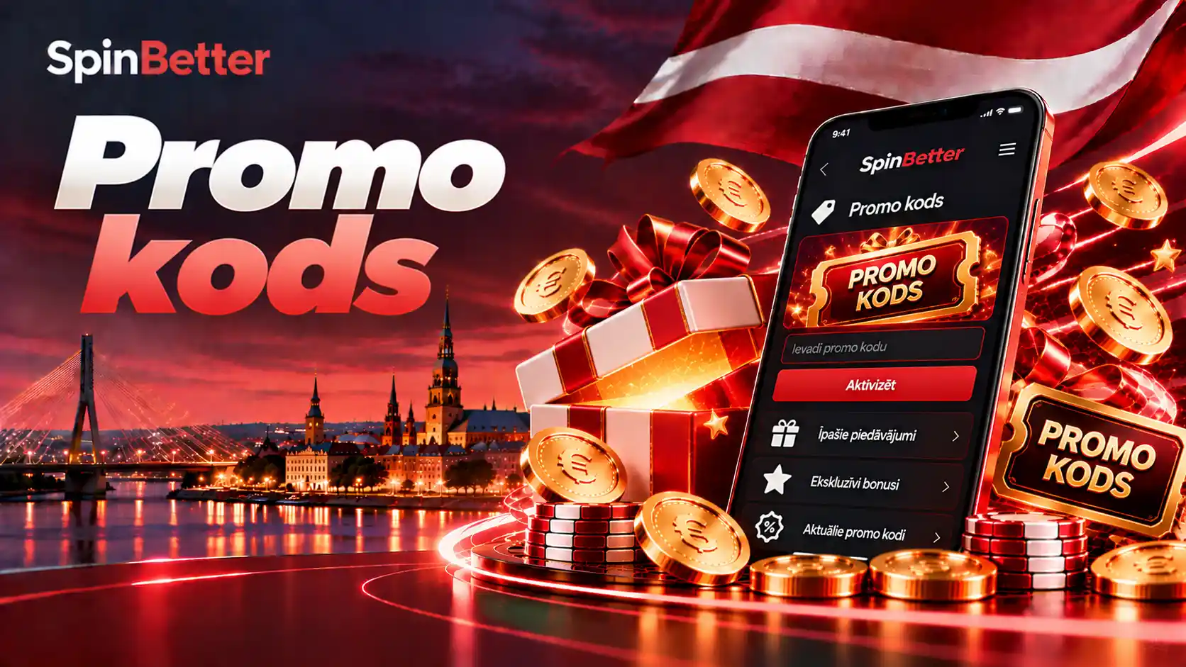 SpinBetter promo kods: ievades lauks un poga «Aktivizēt» telefona ekrānā